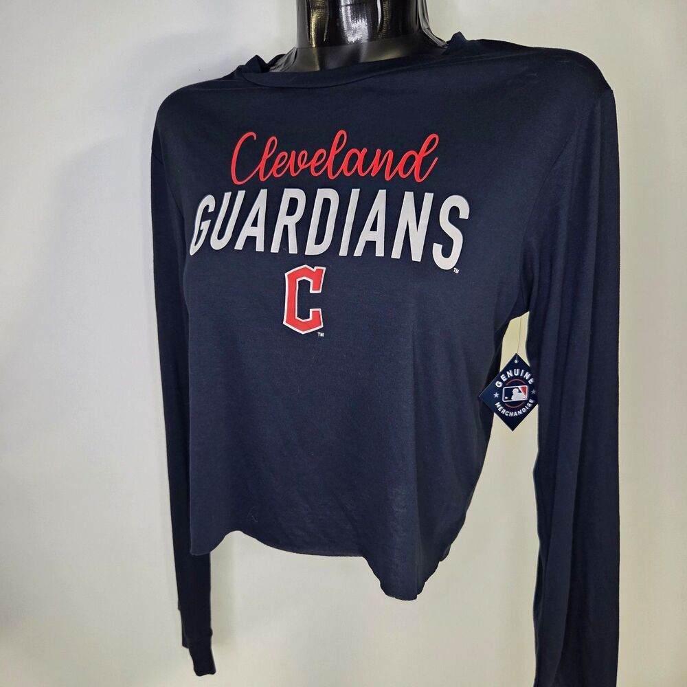 Cleveland Guardians Shirt Long Sleeve Crop Top Small NWT